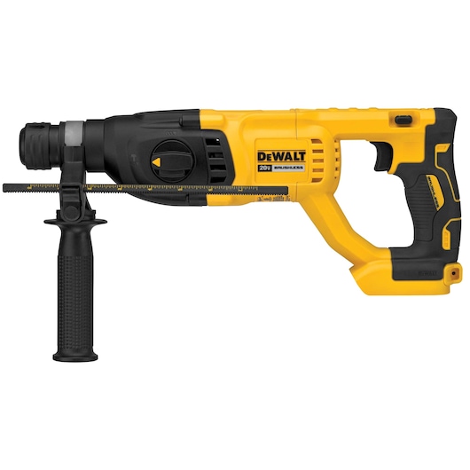 Profile of brushless, cordless SDS PLUS D-Handle rotary hammer