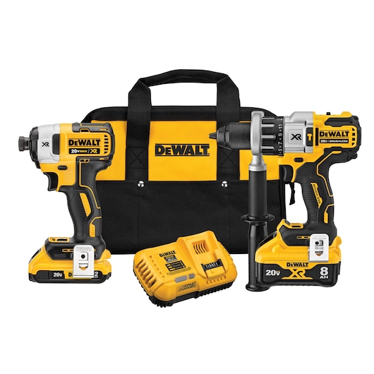hammer drill and impact driver with POWER DETECT tool kit