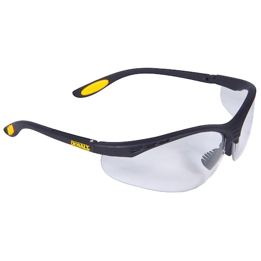 Profile of DEWALT reinforcer safety glasses with white lens