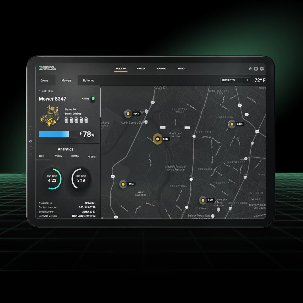 Up close shot of a tablet with the ground command fleet management application