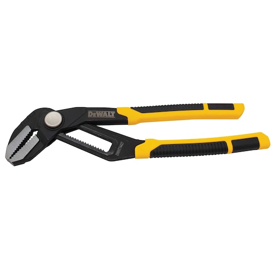 Profile of  10 inch Straight Jaw Pushlock Pliers.