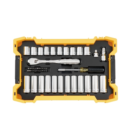3/8 in and 1/2 in Mechanic Tool Set With ToughSystem® 2.0 Tray and Lid (85 pc)