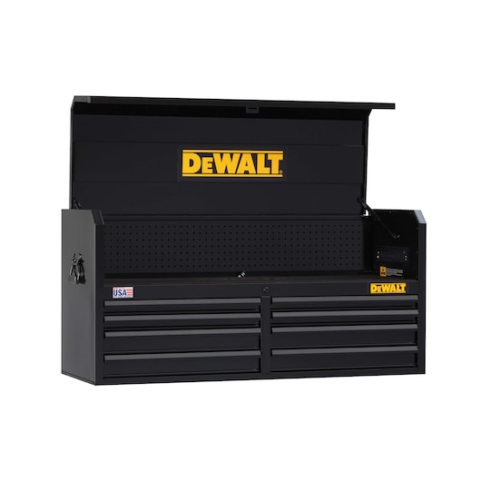 Profile of 52 inch Wide 8 drawer tool chest.