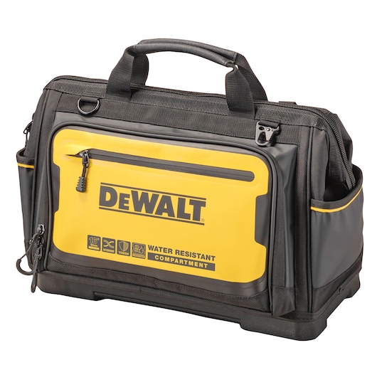 DEWALT 16 INCH PRO OPEN MOUTH TOOL BAG FRONT 3/4 ANGLE