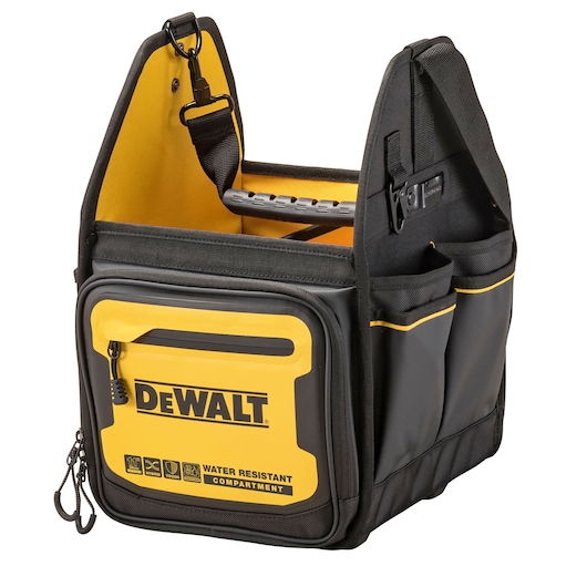 DEWALT 11 INCH PRO ELECTRICIAN TOTE FRONT FACING 3/4 ANGLE