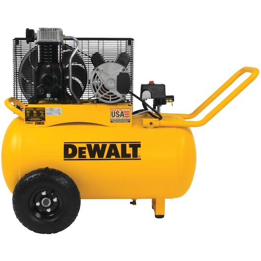 Oil lubed belt drive portable horizontal electric air compressor.\n