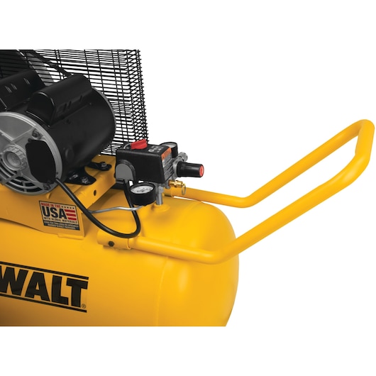 Drain valve feature of Oil lubed belt drive portable horizontal electric air compressor.\n
