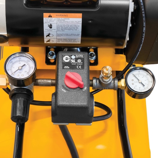 On off switch with pressure gauge feature of 20 gallons Portable Horizontal Electric Air Compressor.