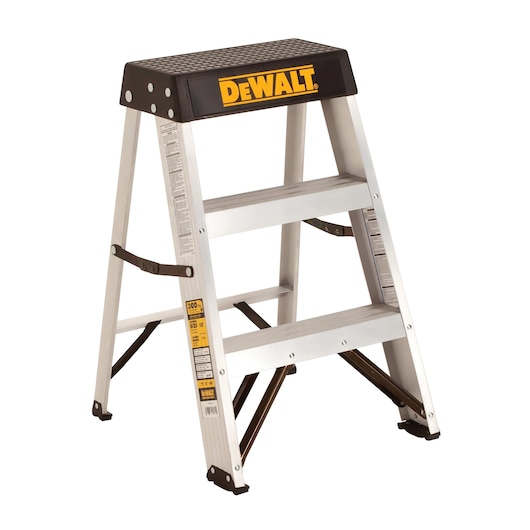 Profile of 2 foot Aluminum Step Ladder 300 pounds Load Capacity.