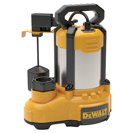 1-2 HP DEWALT SUMP PUMP STAINLESS STEEL CAST IRON ALUMINUM SUBMERSIBLE AUTOMATIC VERTICAL SWITCH MAIN VIEW
